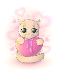 Котик с сердечком