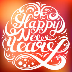 Happy new year handwritten text,vector illustration