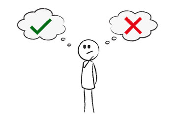 Person entscheidet sich - Richtig oder Falsch?