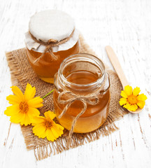 Honey with flowers