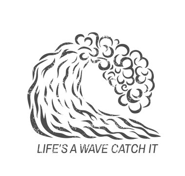 Vector illustration of surf wave. Logo design