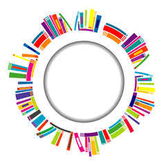 Obraz premium Round frame with books