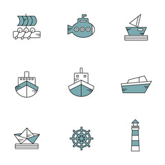 Ship and boat vector icon set