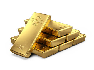 Gold Bars isolated on white - 3d render