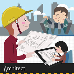 architect work project vector illustration