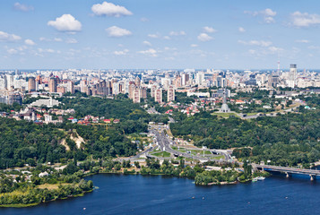 Fototapeta na wymiar Aerial view of the city. Kiev, Ukraine. Kyiv, Ukraine