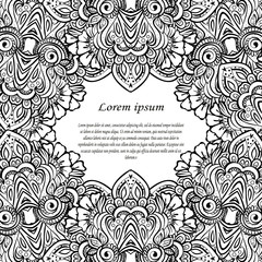 Floral frames. Decorative vector design elements. Black and white monochrome background. 
