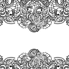 Floral frames. Decorative vector design elements. Black and white monochrome background. 

