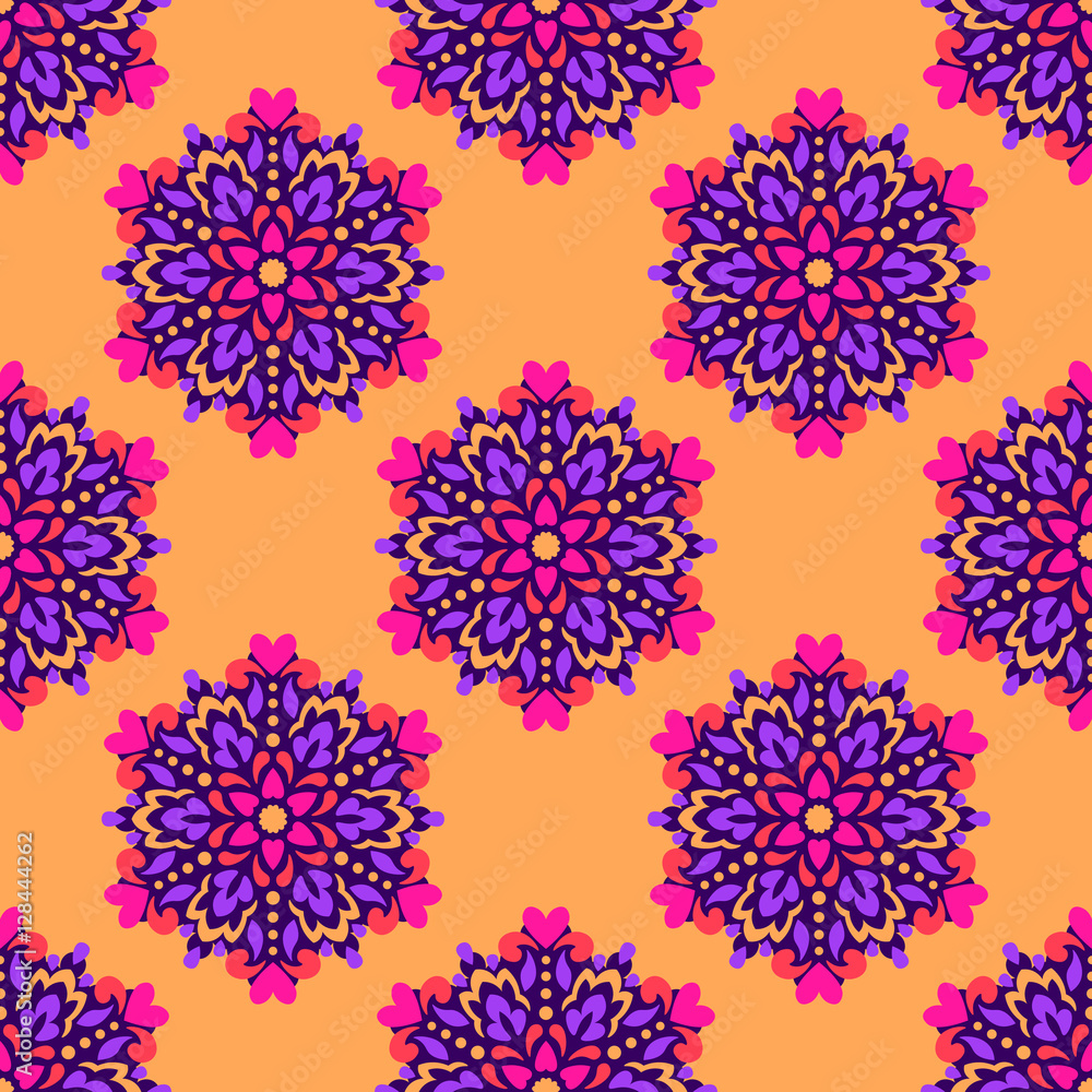 Poster seamless background with abstract ethnic pattern.