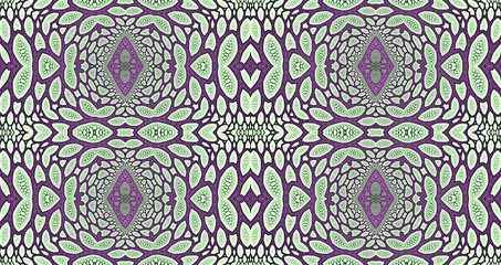 Abstract fractal high resolution seamless pattern background ideal for carpets, tapestries, fabric and wallpapers with a detailed abstract flower pattern in a grid