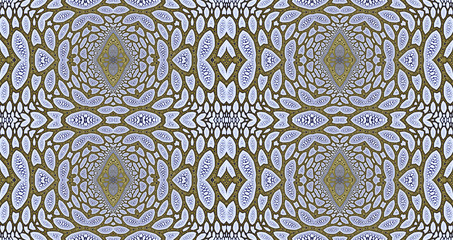 Abstract fractal high resolution seamless pattern background ideal for carpets, tapestries, fabric and wallpapers with a detailed abstract flower pattern in a grid