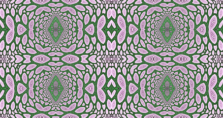 Abstract fractal high resolution seamless pattern background ideal for carpets, tapestries, fabric and wallpapers with a detailed abstract flower pattern in a grid