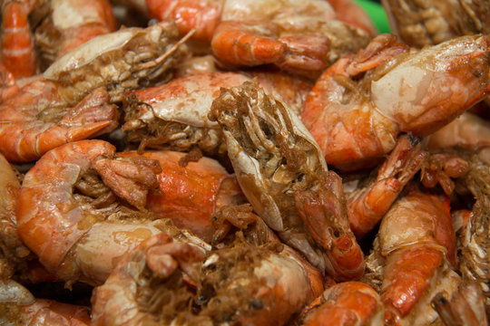 fried Shrimp  with olive oil