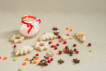 Cookies for Christmas, in  shape of Christmas trees hearts and s