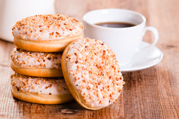 Sweet donuts with sprinkles. 