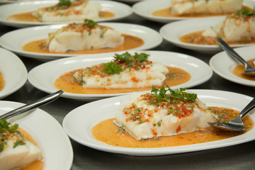 Steamed snow fish with spicy sauce