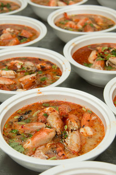 Tom yam is a spicy clear soup typical in Thailand
