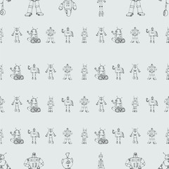 Fototapeta na wymiar Robot doodles pattern.