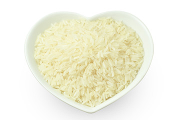 rice in a bowl isolated on white background