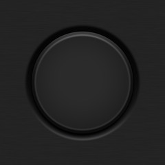 Blank empty button. User interface round icon on dark plastic background