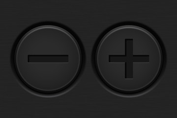 Fototapeta premium Minus and Plus buttons on dark background