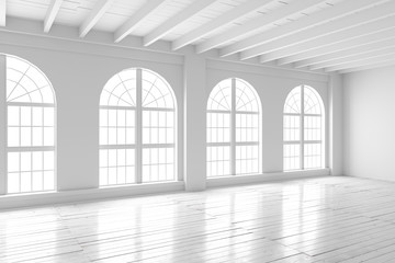 White room interior, open space mockup