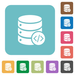 Database programming square flat icons