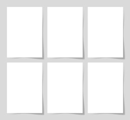 6 pieces blank A4 sheet of white paper with the shadow for your 