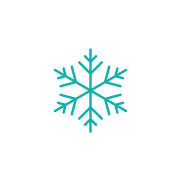 snowflake snow freeze winter thin line outline icon blue on white background