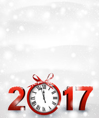 2017 New Year background with clock.