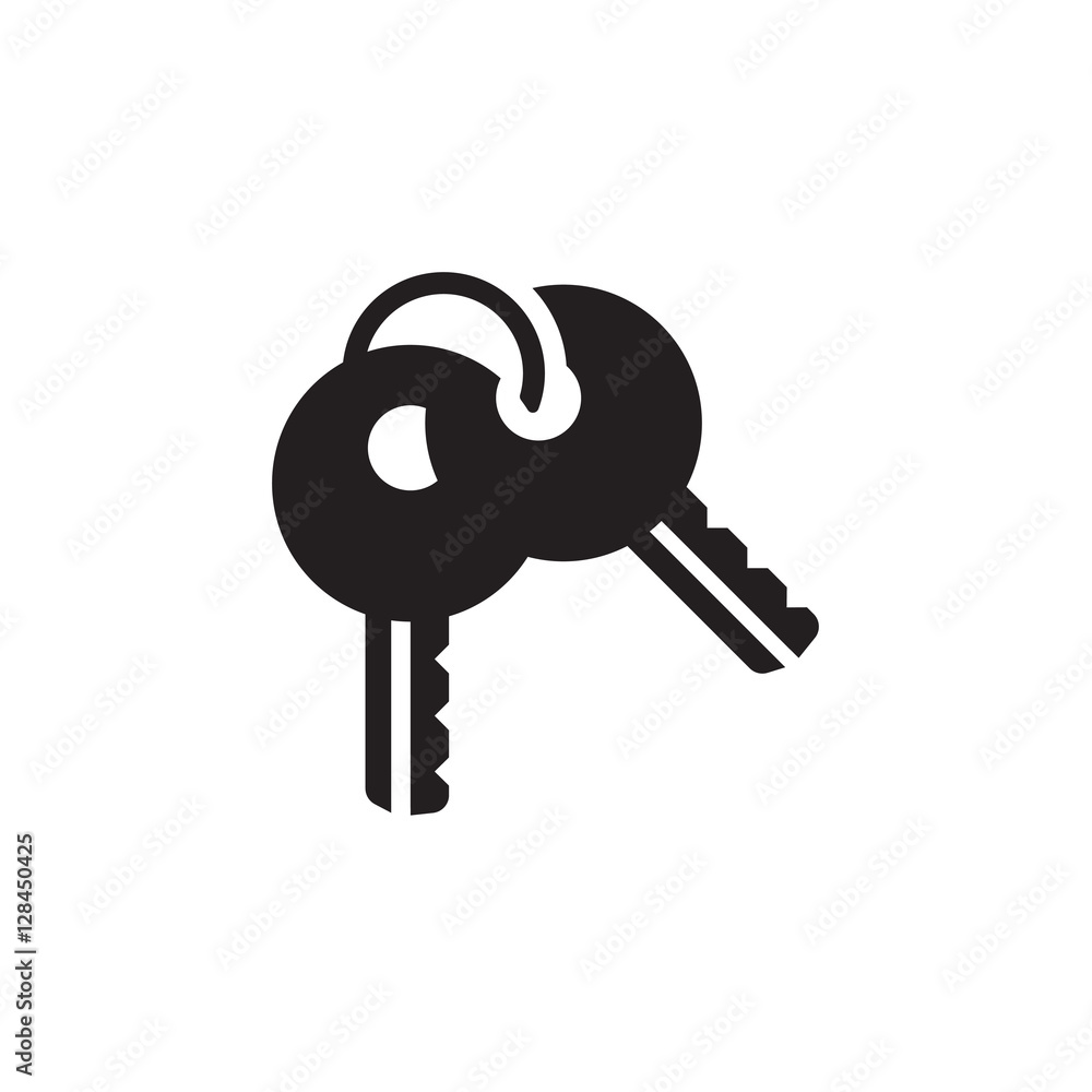 Wall mural vector icon illustration with two keys in black color