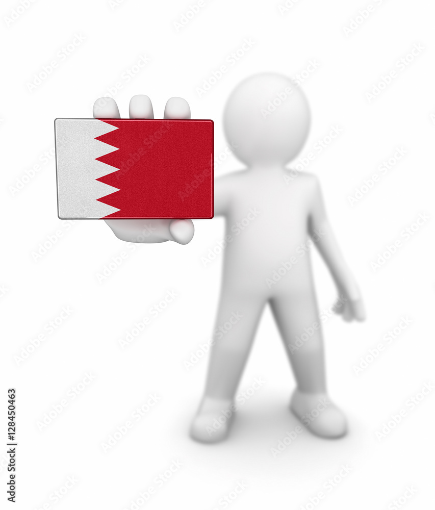 Poster man and bahrain flag. image with clipping path