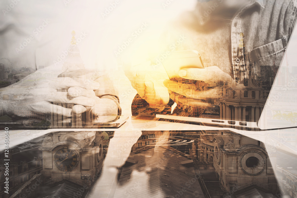 Poster photo website graphic designer hand working with new project mod