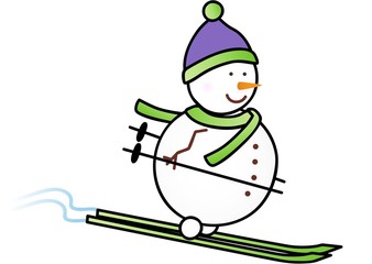 Schneemann mit Ski