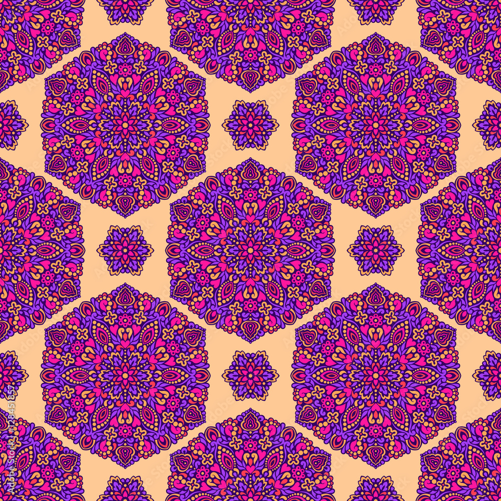 Poster seamless background with abstract ethnic pattern.