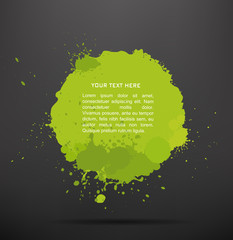 green Ink splats with text space. vector ink splashes.