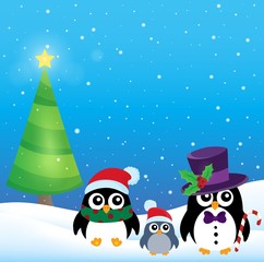 Stylized Christmas penguins theme 3