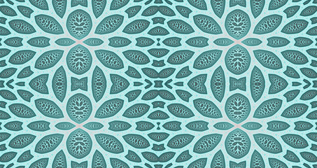 Abstract fractal high resolution seamless pattern background ideal for carpets, tapestries, fabric and wallpapers with a detailed abstract geometric flower pattern in bright colors