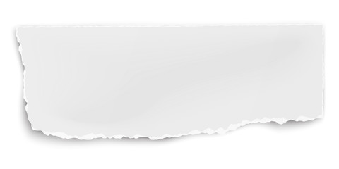 Fototapeta premium Vector oblong ripped paper piece with soft shadow isolated on white