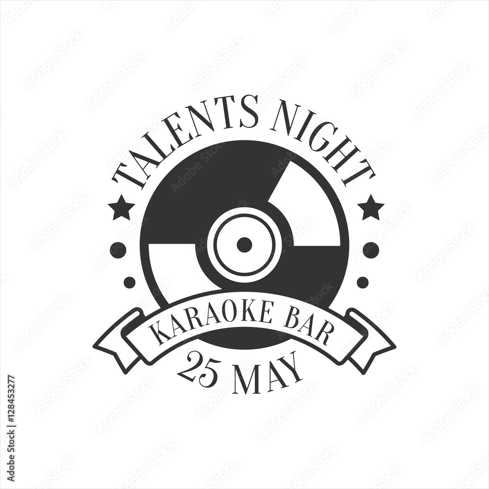 Wall mural talents night karaoke premium quality bar club monochrome promotion retro sign vector design templat