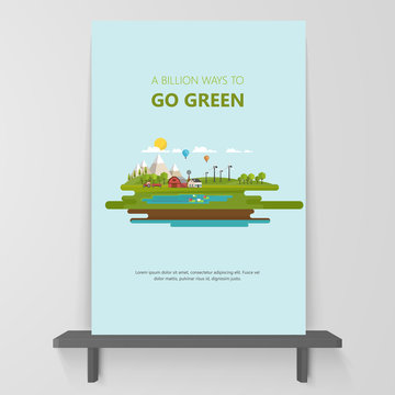 Flat Design of Countryside Abstract Flyer,

