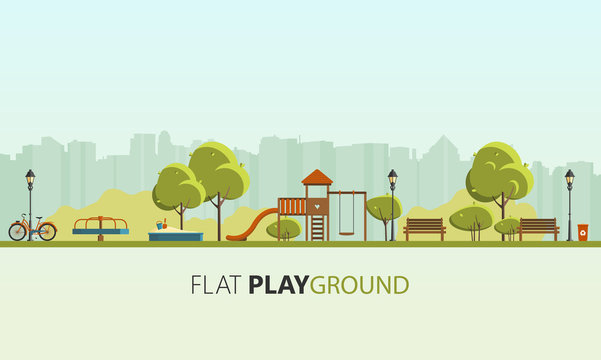 Public park. Vector Flat illustration. Easy to make pattern.

