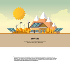 Eco landscape Flat design vector concept illustration.