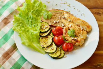 clean food menu for healthy.
chicken breast and Vegetables.