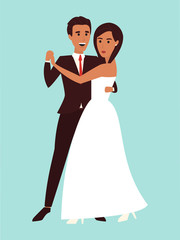 Wedding dance. Marriage invitation. Flat design vector illustration