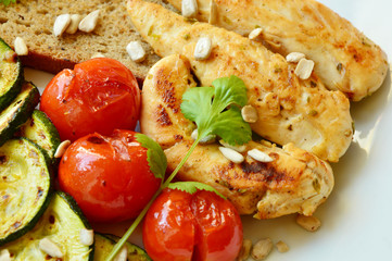 clean food menu for healthy.
chicken breast and Vegetables.