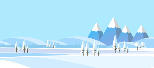 Winter Landscape Background. Flat Vector Illustration

