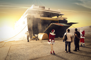Big ship and santa claus 