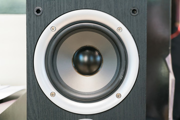 Sound speakers close-up. Audio stereo system
