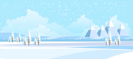 Winter Landscape Background. Flat Vector Illustration

